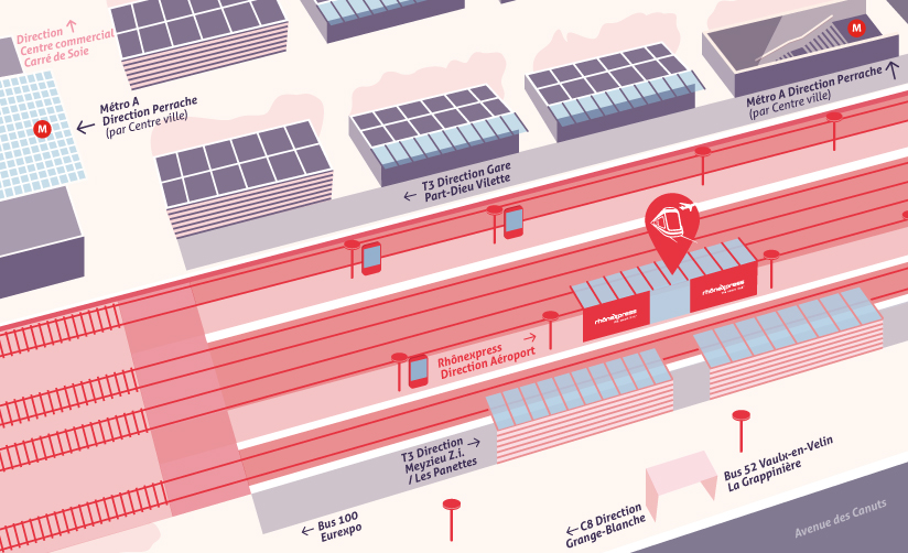 Vaulx En Velin La Soie station map