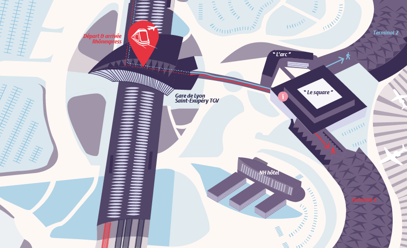 Lyon Saint Exupery station map